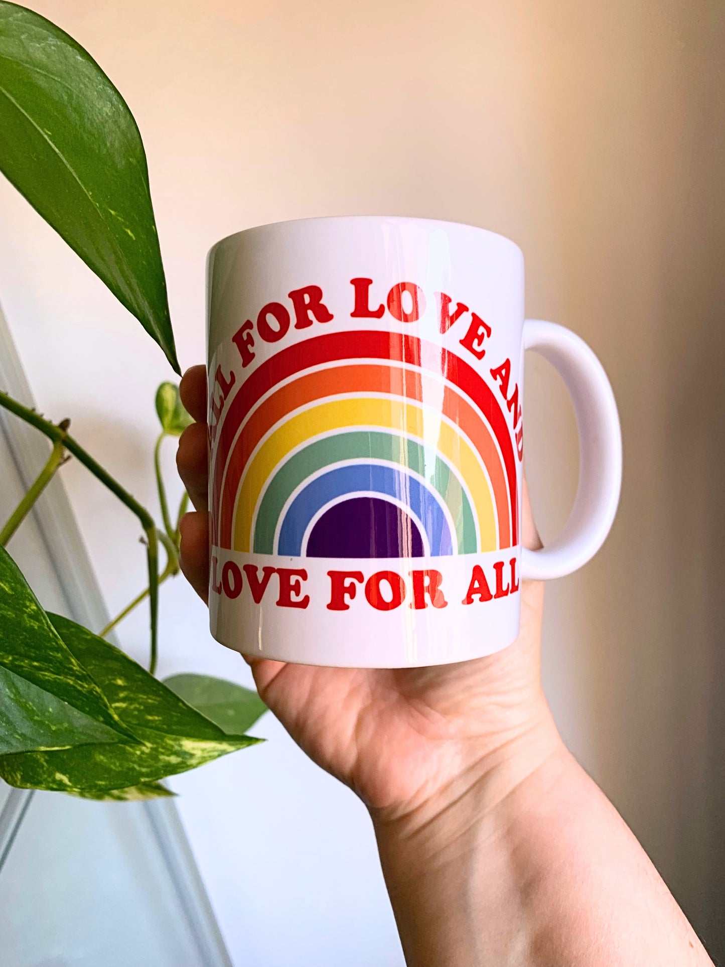 Rainbow “love for all” Mug